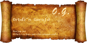 Orbán Gerold névjegykártya